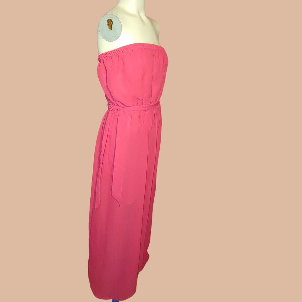 Charlotte Russo Mini Maxi Strapless Dress Large Red Fuchsia
